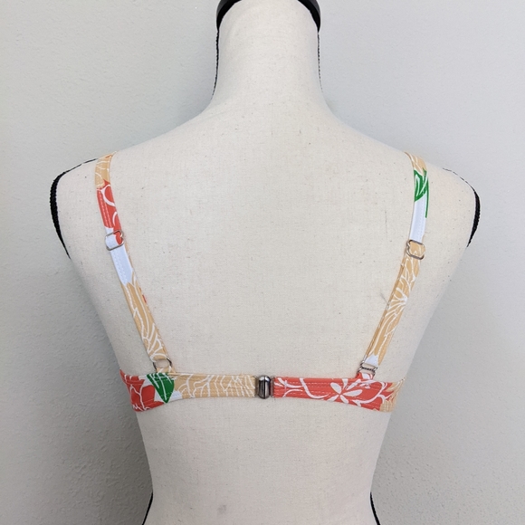 Orange white and green floral push up bikini top size S M L - Picture 6 of 10